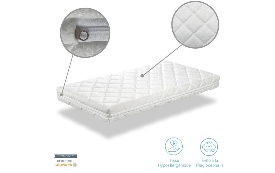 Pack Matelas Bebe Plan Incline 15º Protege Matelas Medidas 57x117